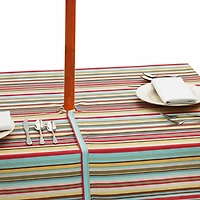 Design Imports Summer Stripe Outdoor  With Zipper Tablecloth