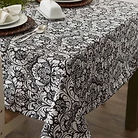 Design Imports Black Damask Tablecloth