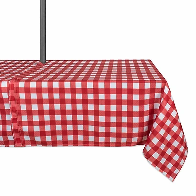 Design Imports Tango Red Check Outdoor With Zipper Tablecloth