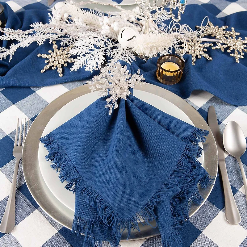 Design Imports Navy Buffalo Check Tablecloth