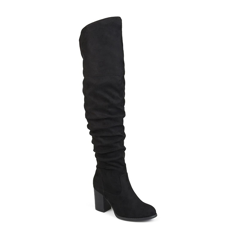 Journee Collection Womens Kaison Wide Calf Stacked Heel Over the Knee Boots