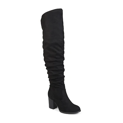 Journee Collection Womens Kaison Extra Wide Calf Stacked Heel Over the Knee Boots