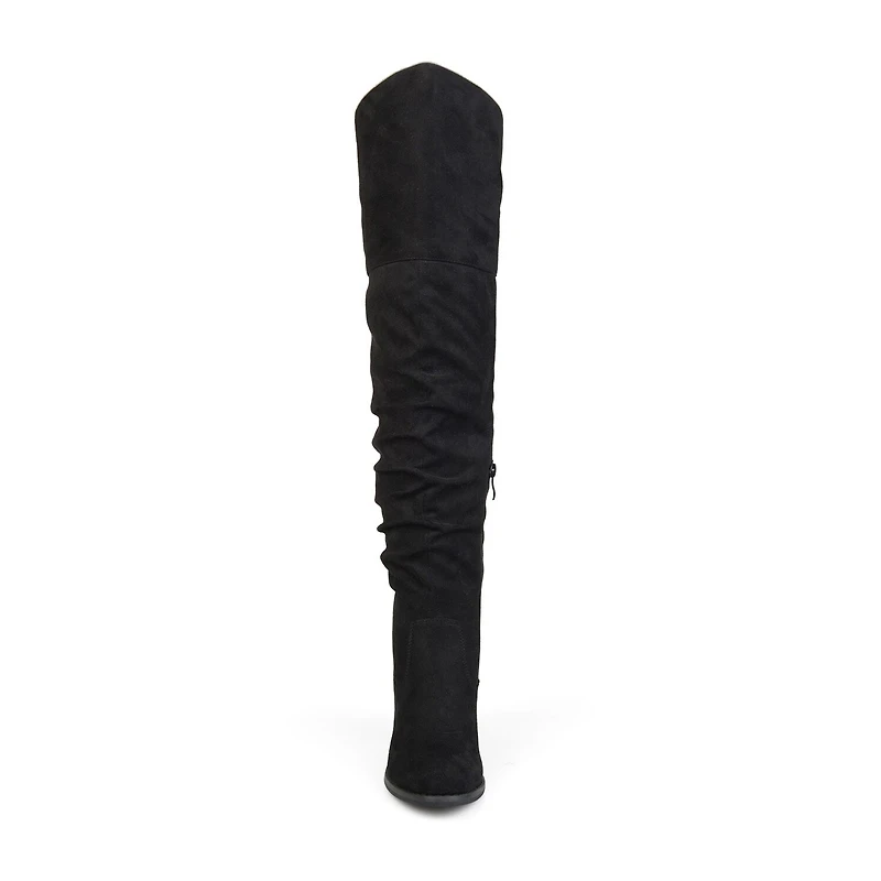 Journee Collection Womens Kaison Wide Calf Stacked Heel Over the Knee Boots