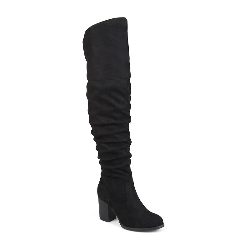 Journee Collection Womens Kaison Wide Calf Stacked Heel Over the Knee Boots
