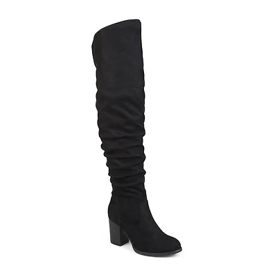 Journee Collection Womens Kaison Wide Calf Stacked Heel Over the Knee Boots