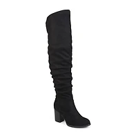 Journee Collection Womens Kaison Wide Calf Stacked Heel Over the Knee Boots
