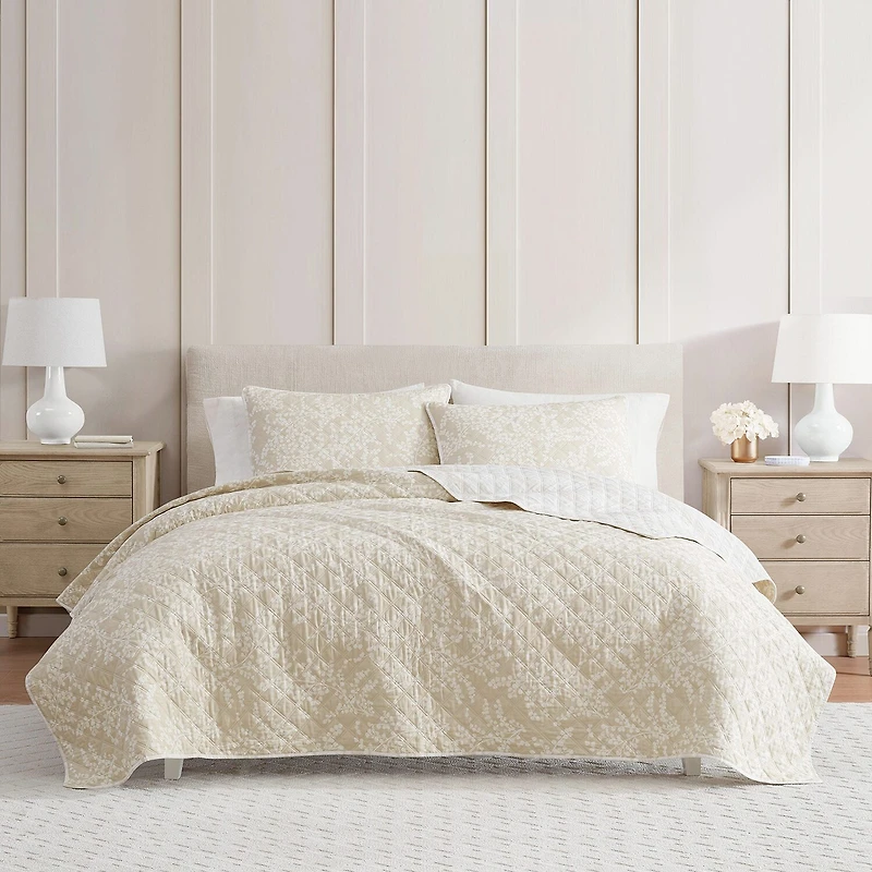 Martha Stewart Layered Branches Easy Care Quilt Set