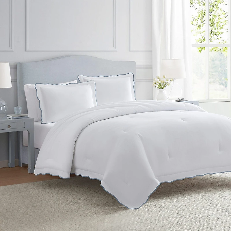 Martha Stewart Simple Scallop Easy Care Duvet Cover Set