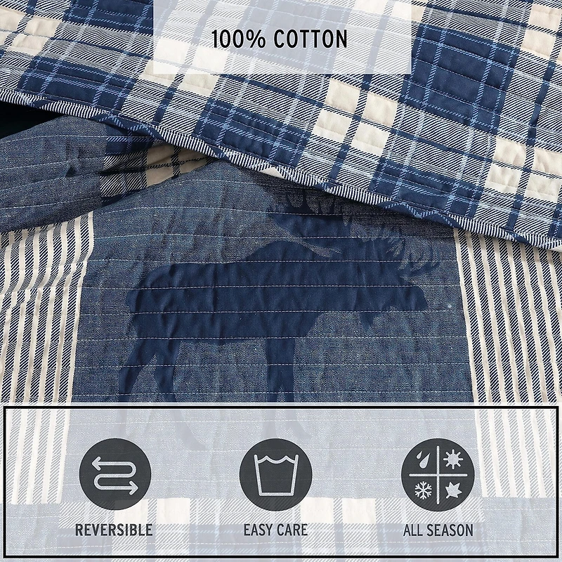 Eddie Bauer Moose Patchwork Easy Care Quilt Set