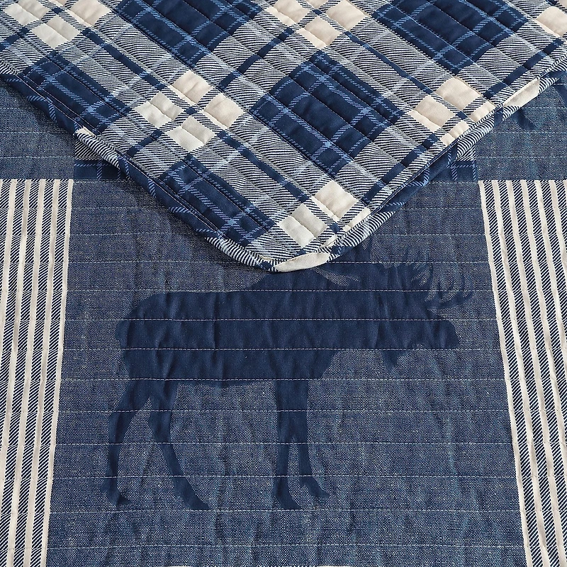 Eddie Bauer Moose Patchwork Easy Care Quilt Set