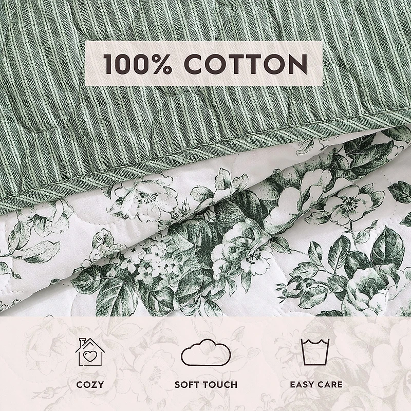 Laura Ashley Toile Delight Easy Care Quilt Set