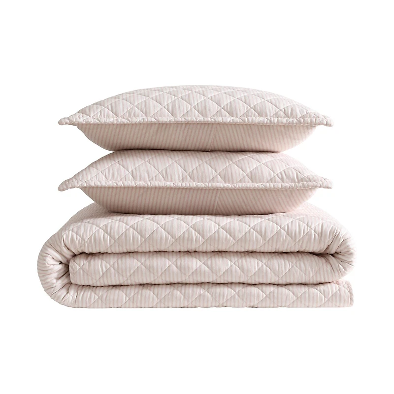 Laura Ashley Tessas Stripe Easy Care Quilt Set