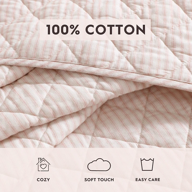 Laura Ashley Tessas Stripe Easy Care Quilt Set