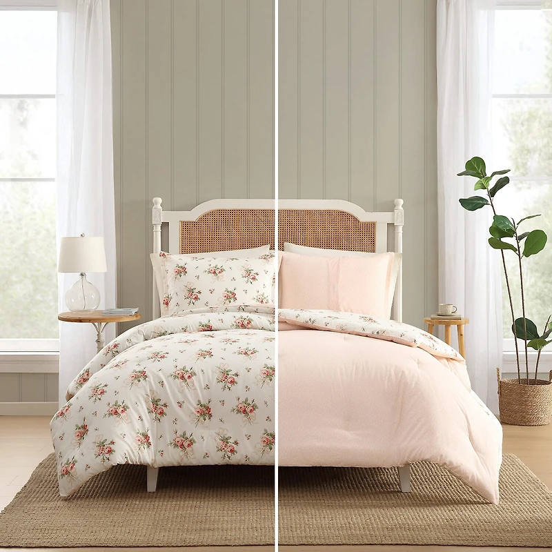 Laura Ashley Ribbon Bouquet Easy Care Comforter Set