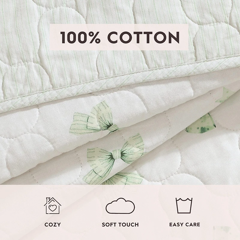 Laura Ashley Bouncy Bows Easy Care Quilt Set