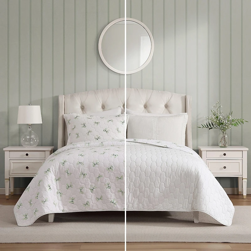Laura Ashley Bouncy Bows Easy Care Quilt Set