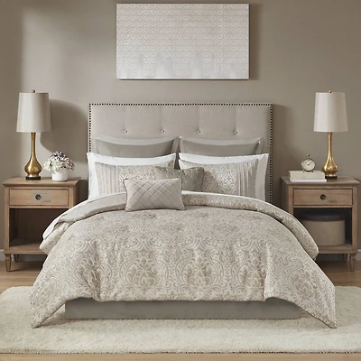 Madison Park Maisie 12-pc. Damask Jacquard Complete Bedding Set with Sheets