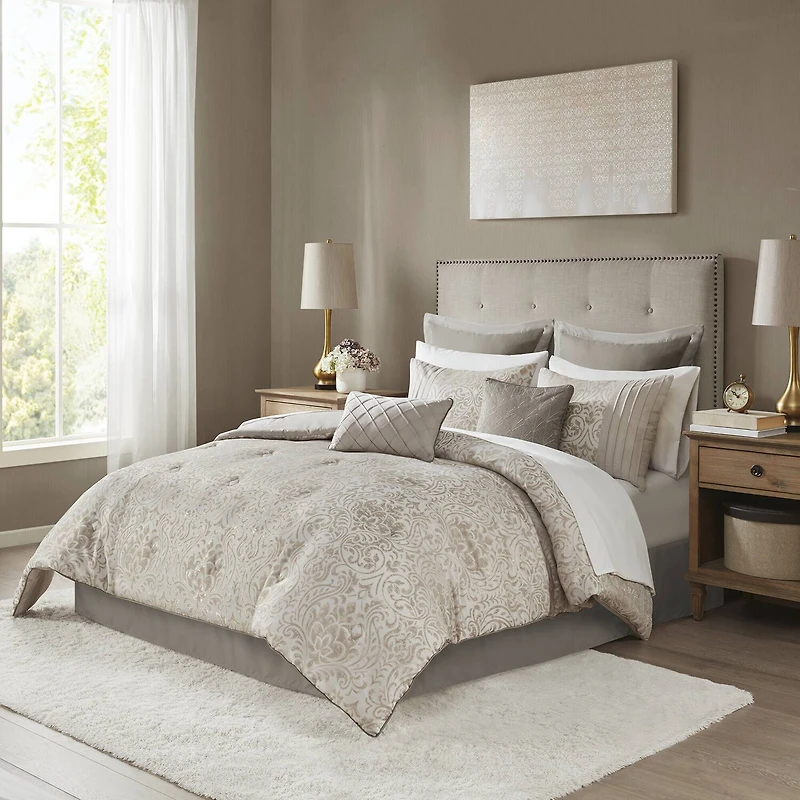Madison Park Maisie 12-pc. Damask Jacquard Complete Bedding Set with Sheets