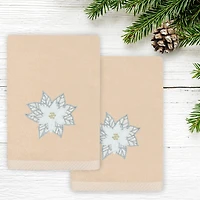 Linum Home Textiles Christmas Blossom Embroidered 2-pc. Hand Towel