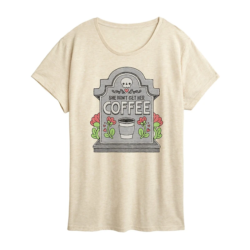 Gravestone Didnt Get Coffee Womens Crew Neck Short Sleeve Regular Fit Graphic T-Shirt