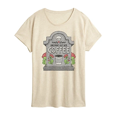 Gravestone Didnt Get Coffee Womens Crew Neck Short Sleeve Regular Fit Graphic T-Shirt