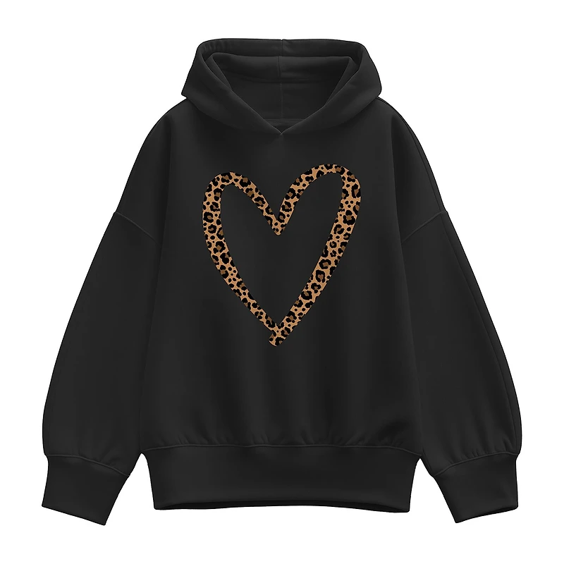Leopard Heart Womens Long Sleeve Hoodie