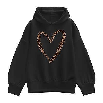 Leopard Heart Womens Long Sleeve Hoodie