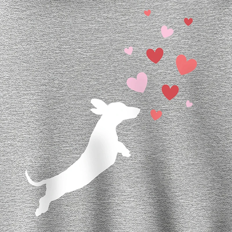 Dachsund Hearts Womens Long Sleeve Hoodie