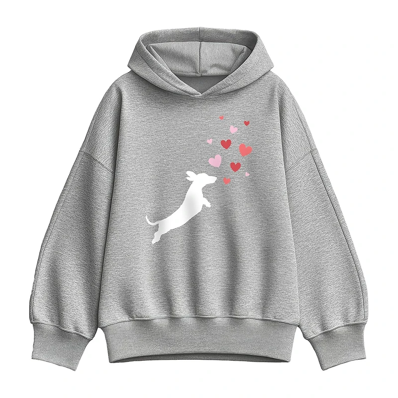 Dachsund Hearts Womens Long Sleeve Hoodie