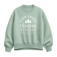 Farm Fresh Trees Womens Crew Neck Long Sleeve Sweatshirt