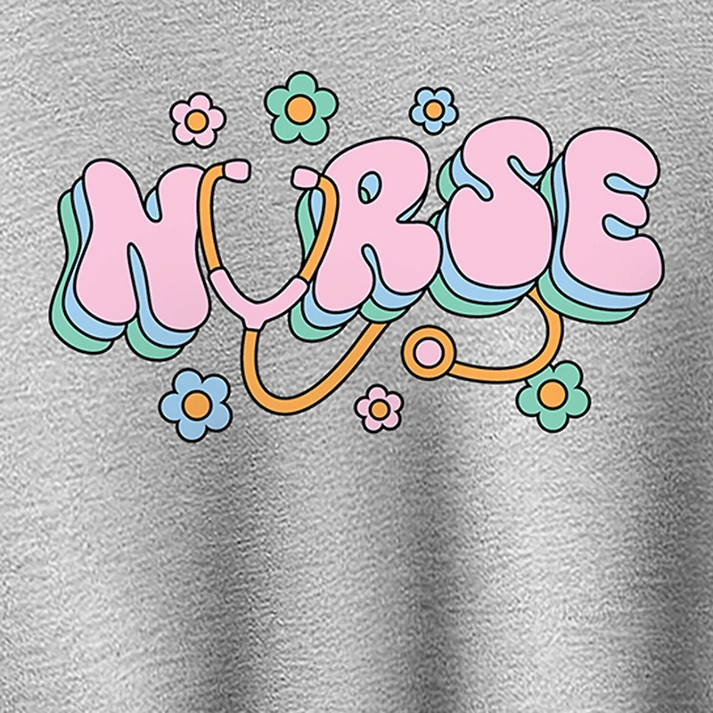 Nurse Flowers Womens Crew Neck Long Sleeve Sweatshirt