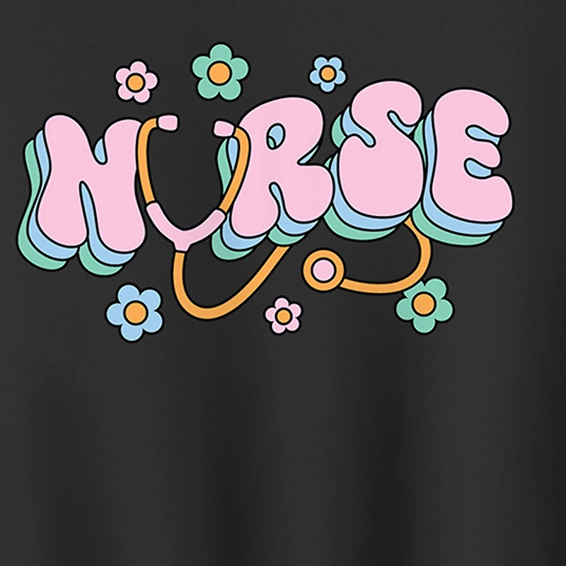 Nurse Flowers Womens Crew Neck Long Sleeve Sweatshirt