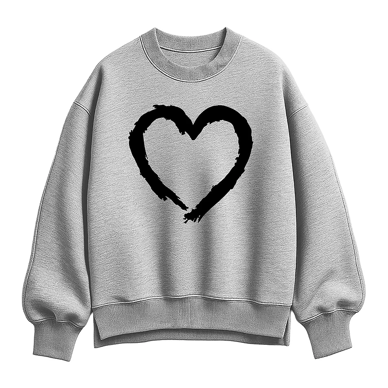 Paint Stroke Heart Womens Crew Neck Long Sleeve Sweatshirt