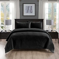 Pointehaven Velvet Channel Design Oversized Quilt Set