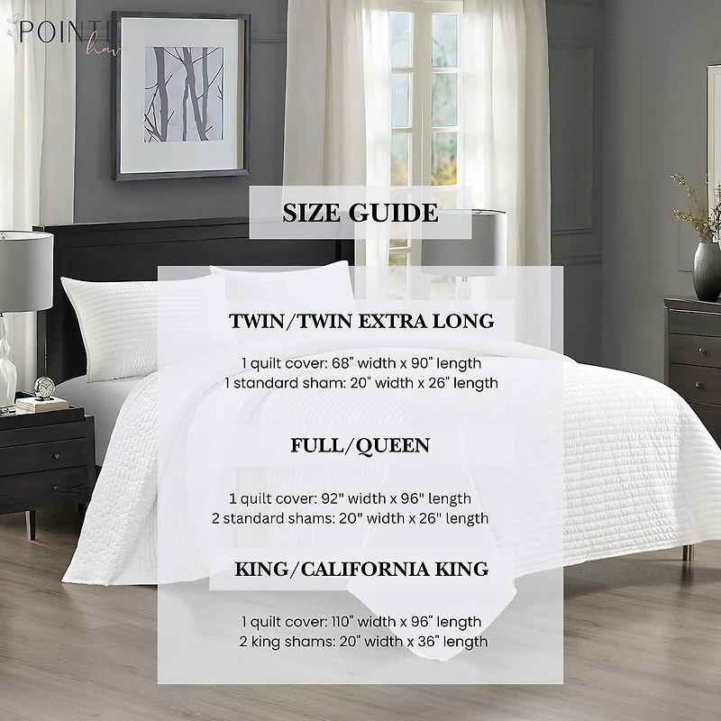 Pointehaven Velvet Channel Design Oversized Quilt Set