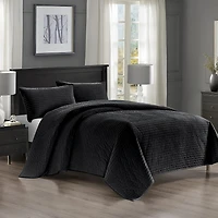 Pointehaven Velvet Channel Design Oversized Quilt Set