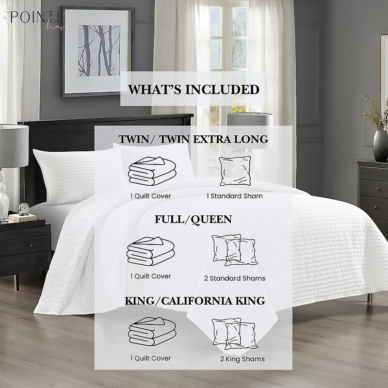 Pointehaven Velvet Channel Design Oversized Quilt Set