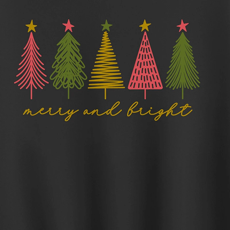 Merry And Bright Womens Crew Neck Long Sleeve Sweatshirt