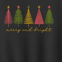 Merry And Bright Womens Crew Neck Long Sleeve Sweatshirt