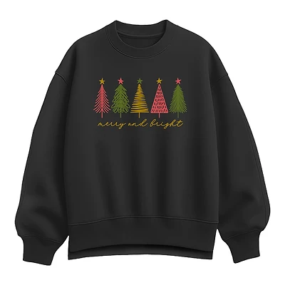 Merry And Bright Womens Crew Neck Long Sleeve Sweatshirt