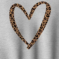 Leopard Heart Womens Crew Neck Long Sleeve Sweatshirt