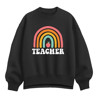 Teacher Rainbow Womens Crew Neck Long Sleeve Pullover Sweater