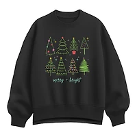 Merry And Bright Womens Crew Neck Long Sleeve Sweatshirt