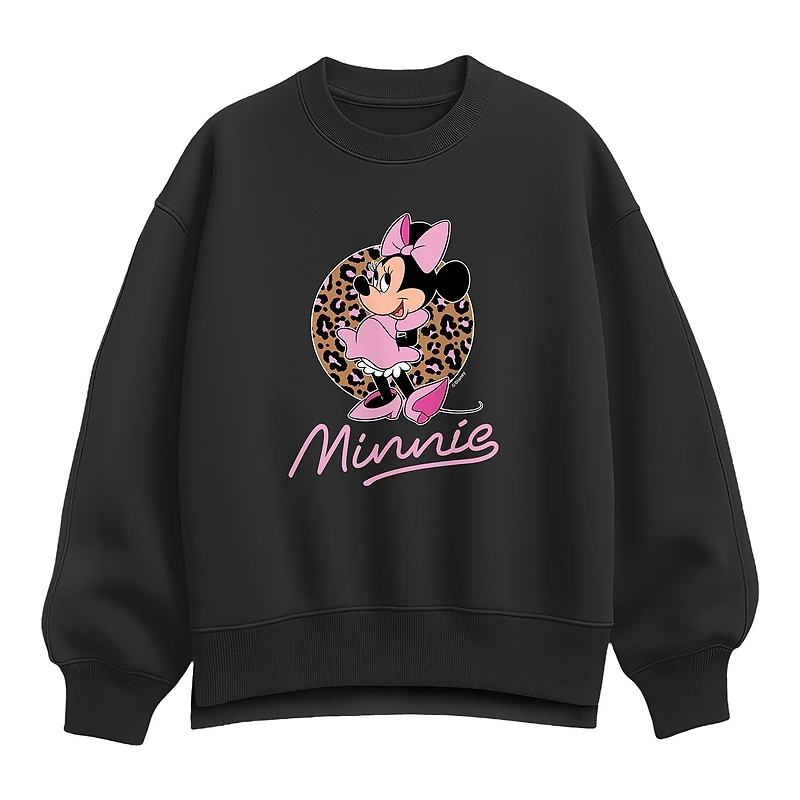Womens Crew Neck Long Sleeve Minnie Mouse Sweatshirt