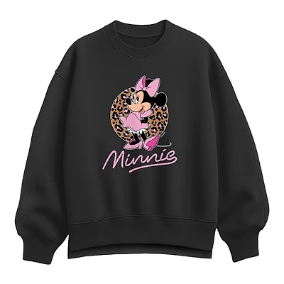 Womens Crew Neck Long Sleeve Minnie Mouse Sweatshirt