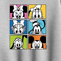 Character Grid Womens Crew Neck Long Sleeve Mickey and Friends Sweatshirt