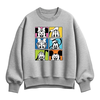 Character Grid Womens Crew Neck Long Sleeve Mickey and Friends Sweatshirt