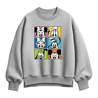 Character Grid Womens Crew Neck Long Sleeve Mickey and Friends Sweatshirt