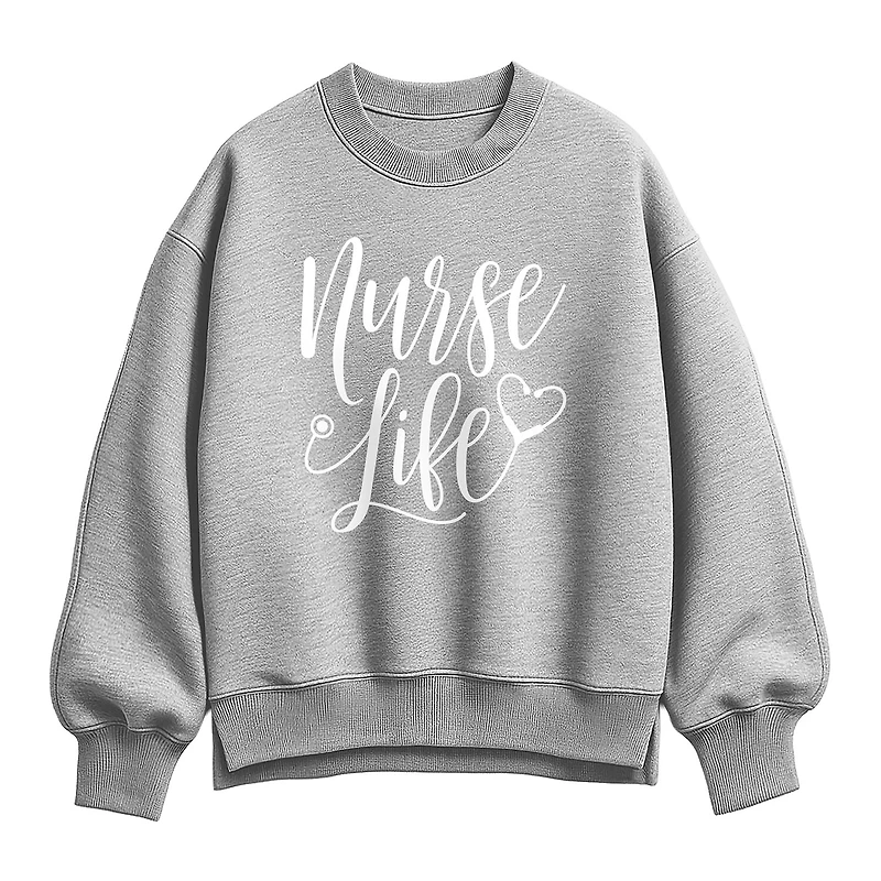 Nurse Life Womens Crew Neck Long Sleeve Sweatshirt