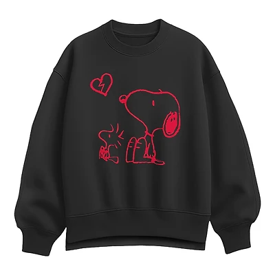Broken Heart Womens Crew Neck Long Sleeve Snoopy Sweatshirt
